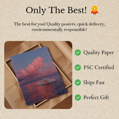 Unicorns in Pink Sunset Poster