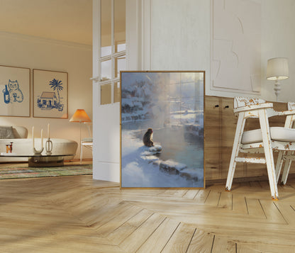 Snow Monkey Winter Contemplation Poster