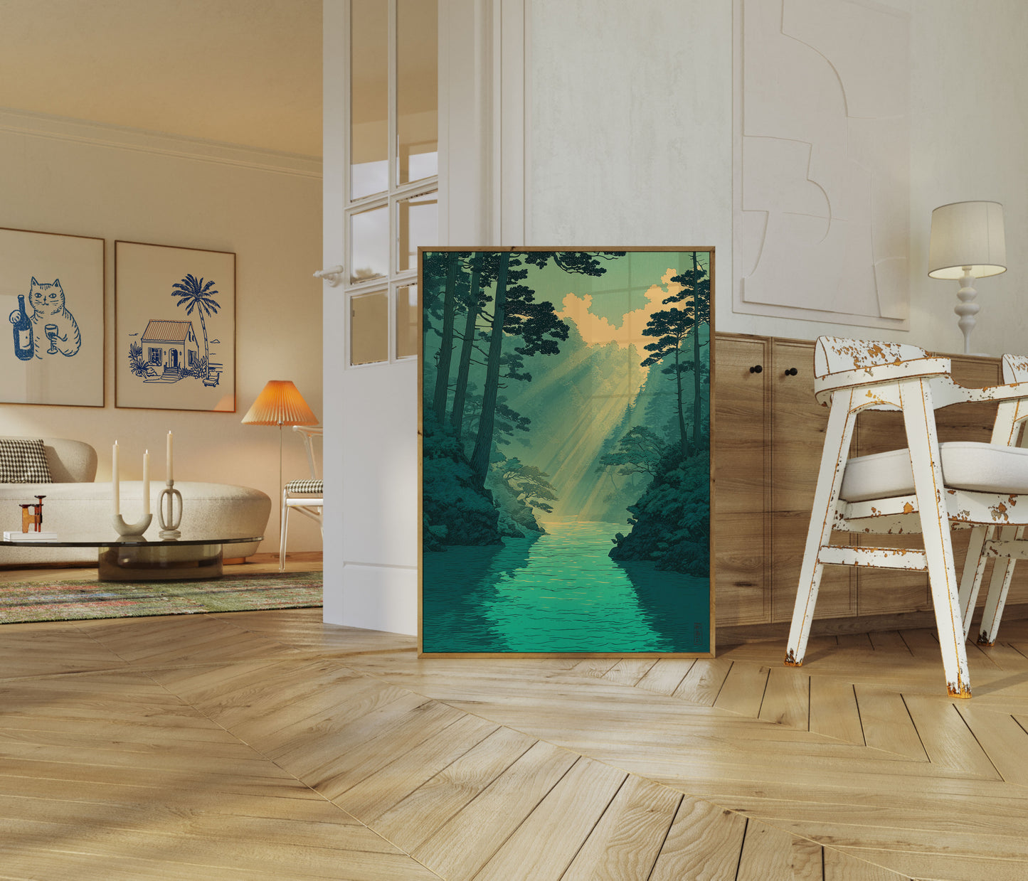 Póster de Luz Solar en un Arroyo del Bosque