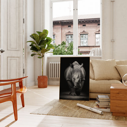 Majestic Rhino Black & White Poster
