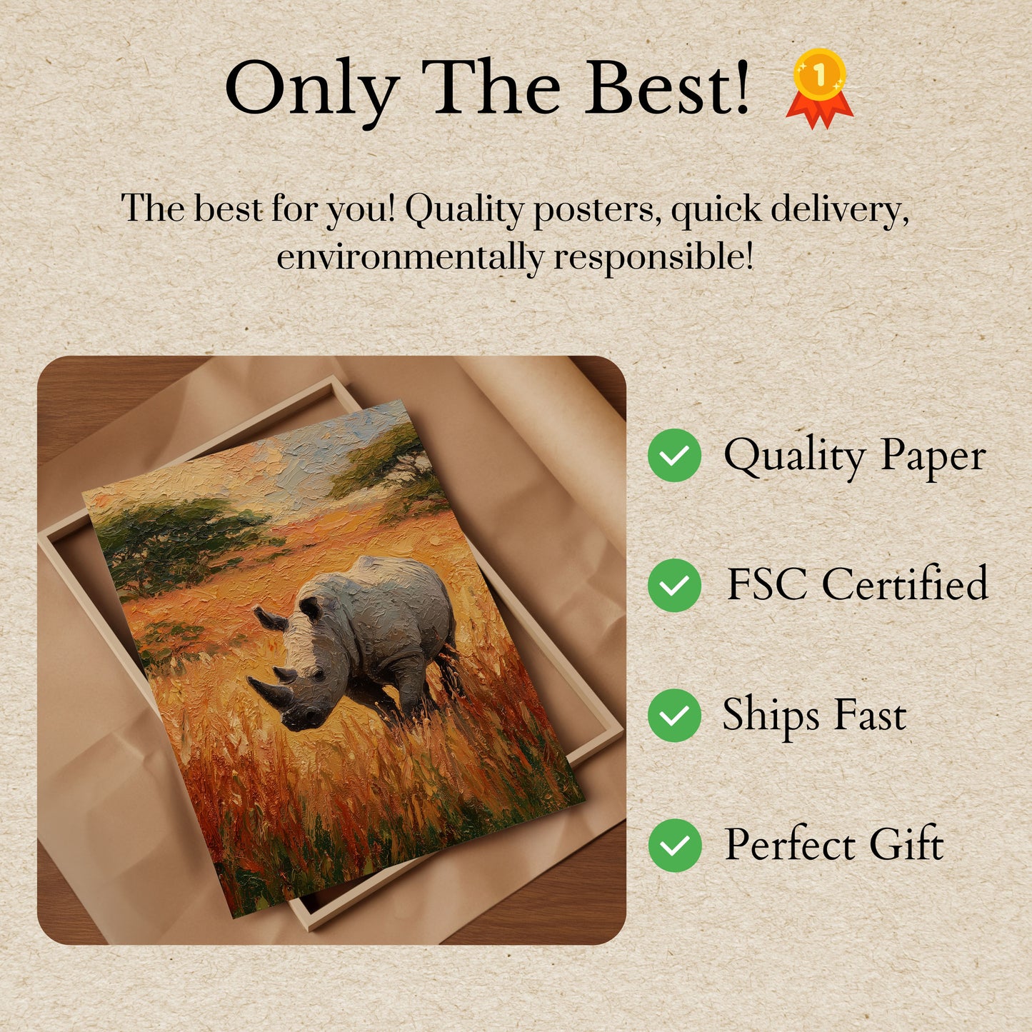 Serene Rhino Savanna Poster