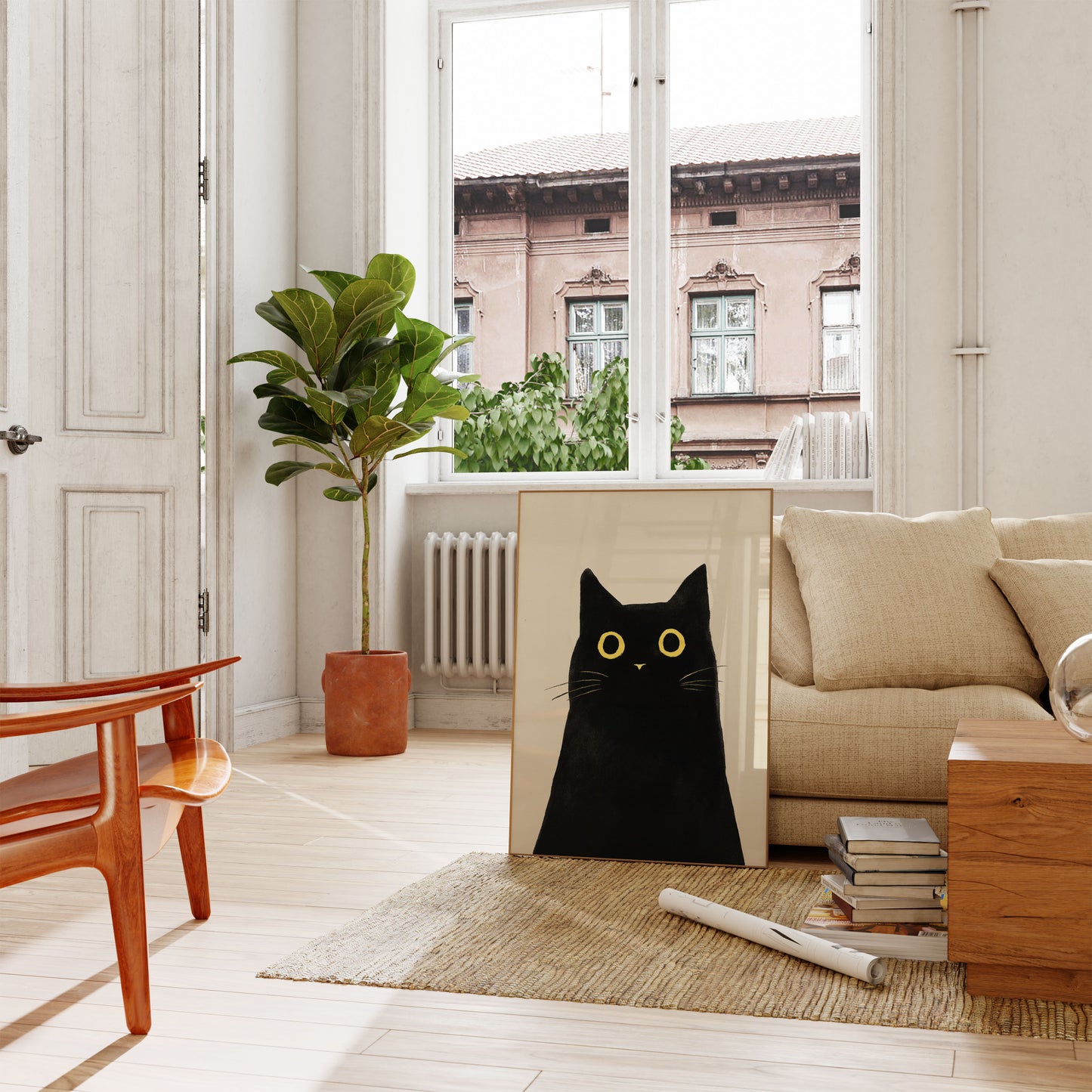 Curious Black Cat Poster