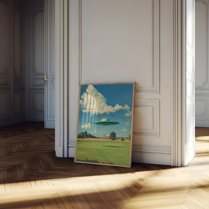 Affiche de paysage rural « Rencontre extraterrestre »
