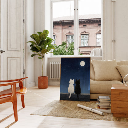 Moonlit Cats Friendship Poster