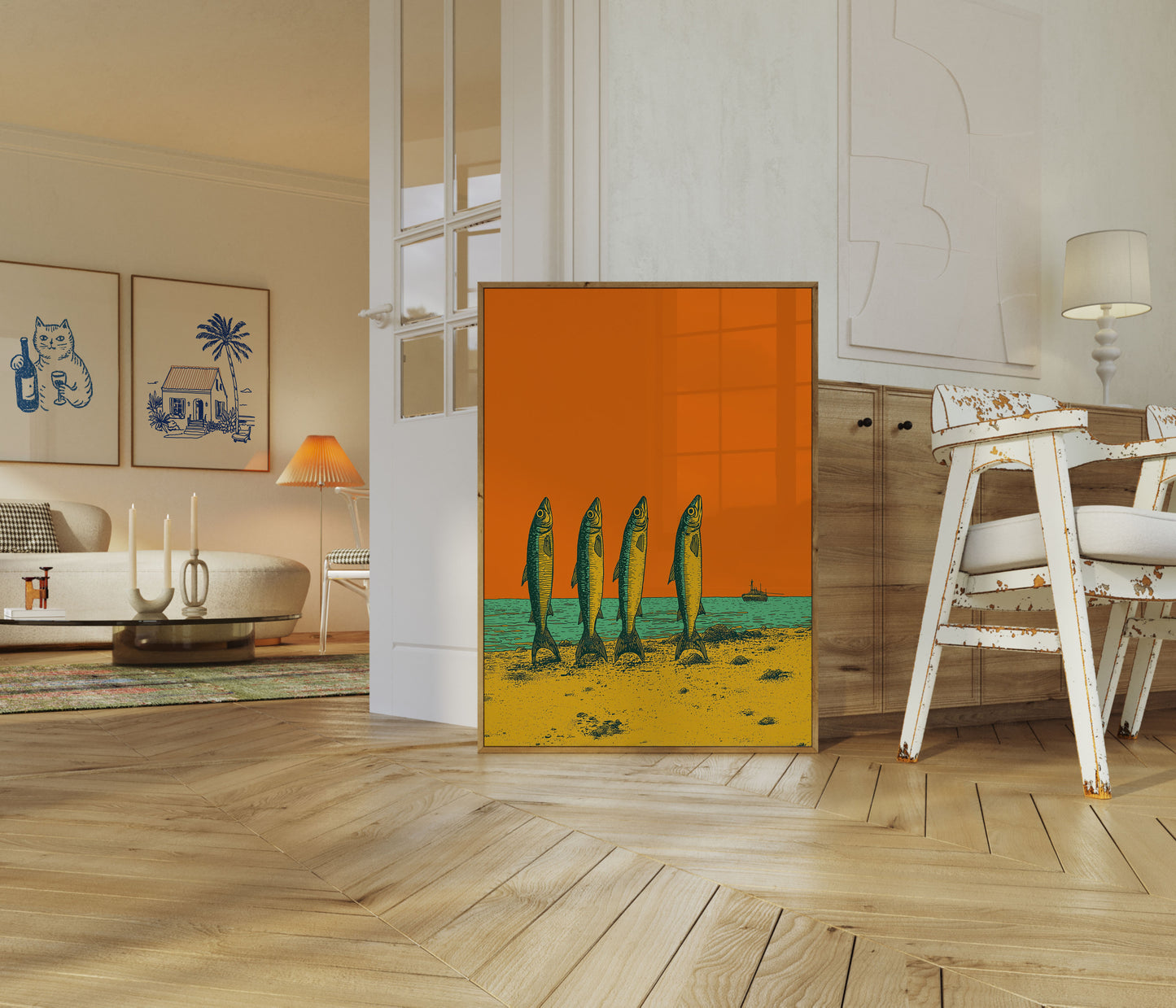 Surreal Swimmers Sea Poster