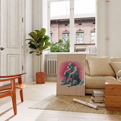 Ensam Cowboy som vilar Affisch