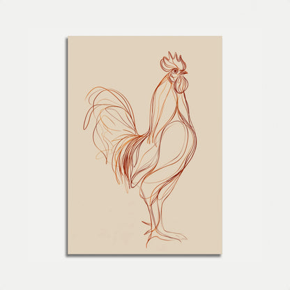 Elegant Rooster Line Art Poster