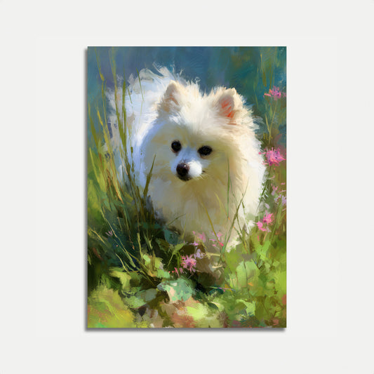 Affiche de Chiot Blanc Pelucheux
