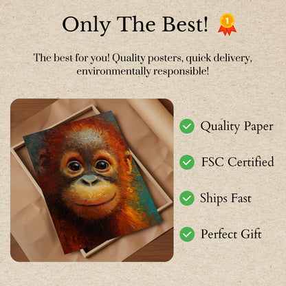 Plakát s výraznou tváří orangutana