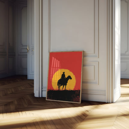Sonnenuntergangs-Cowboy-Reiter-Poster