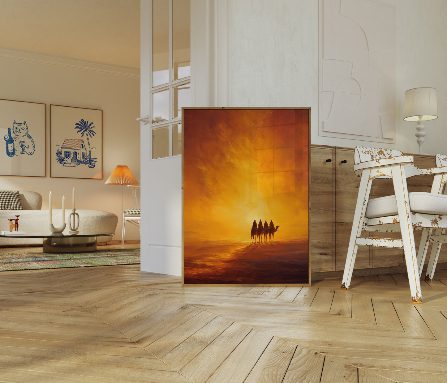 Desert Caravan at Sunset Poster