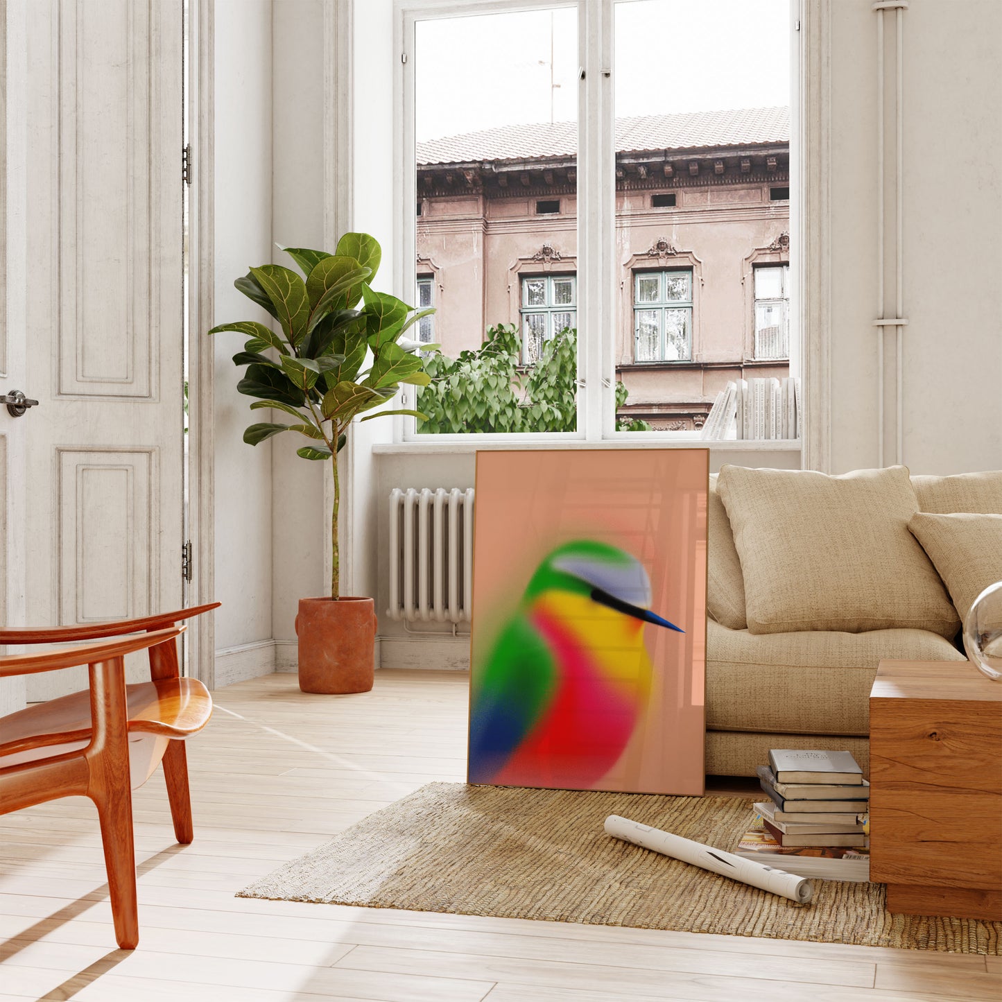 Colorful Blurred Bird Poster