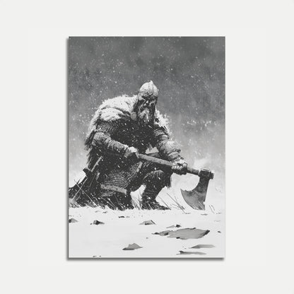 Viking Warrior in Snowstorm Poster