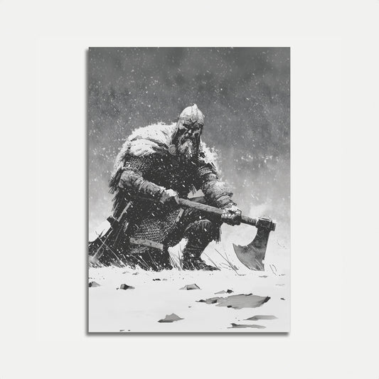 Viking Warrior in Snowstorm Poster