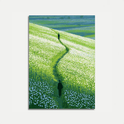 Solitary Path Through Flower Fields Poster