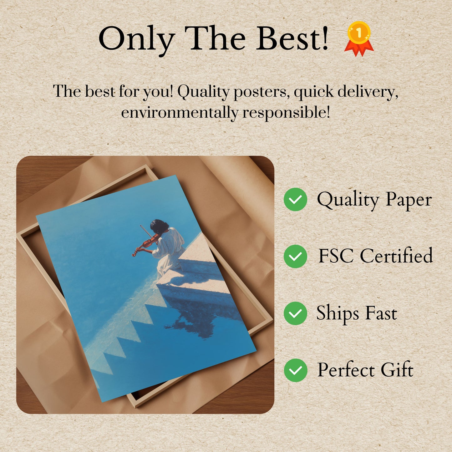 Violin Solitude Blue Steps Poster
