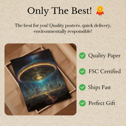 Alien Mothership City Invasion Poster