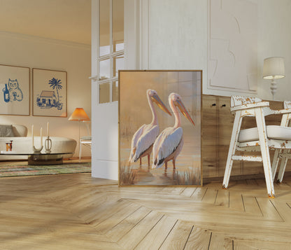Pelicans by the Wetlands Poster