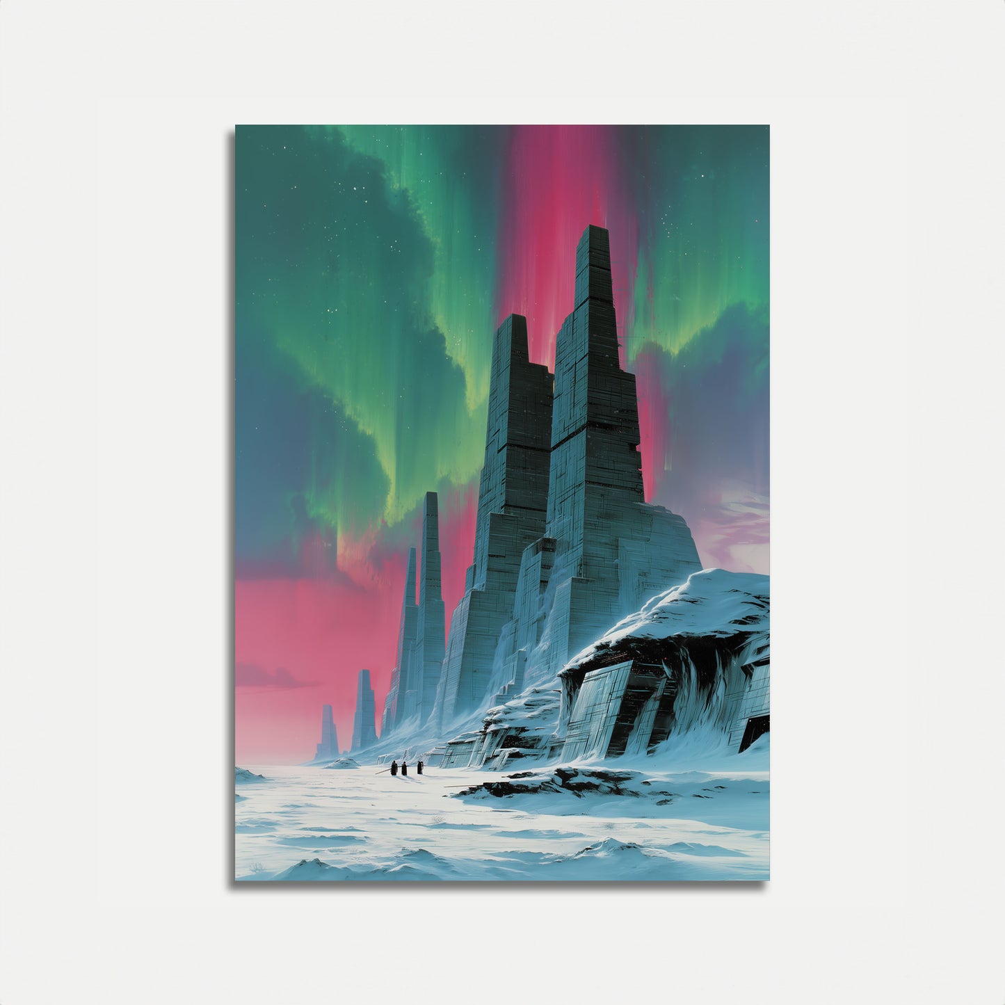 Aurora Borealis Futuristische Torens Poster