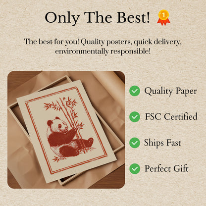 Rustic Panda Bamboo Poster