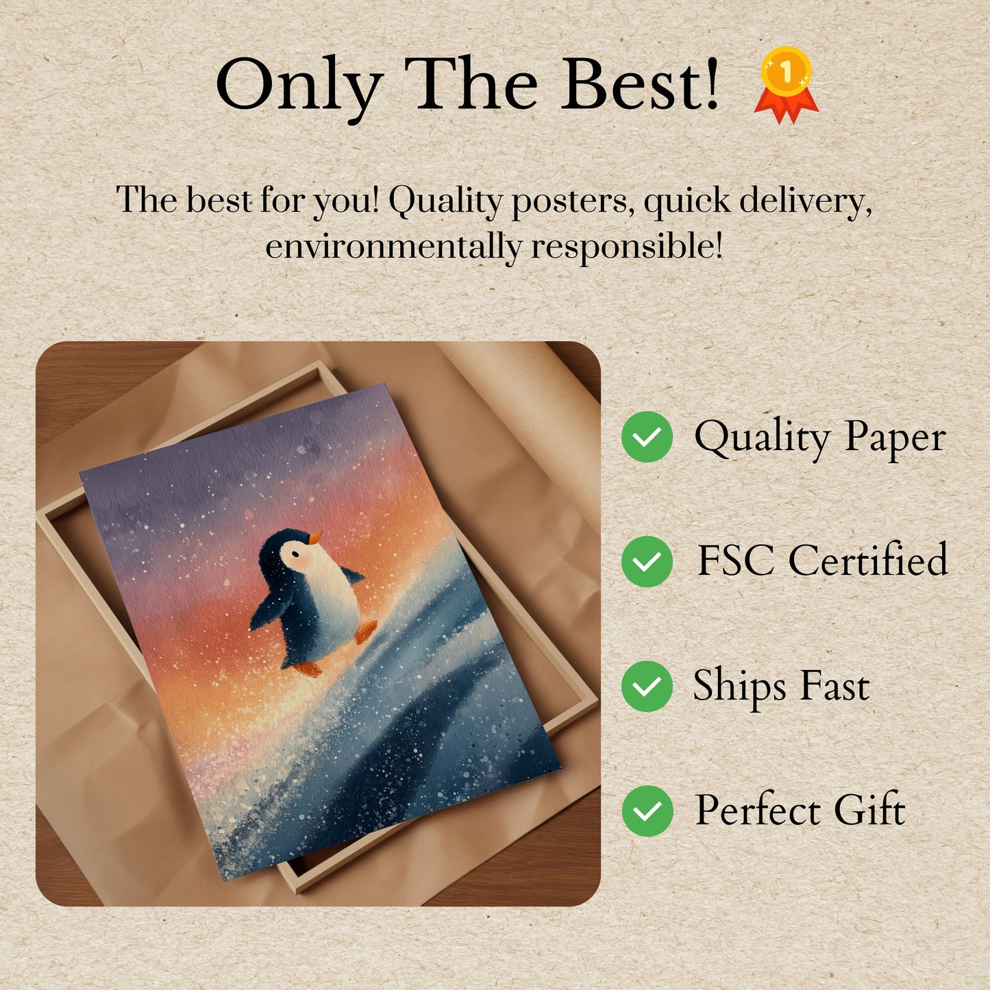 Surfende Pinguïn Winterposter