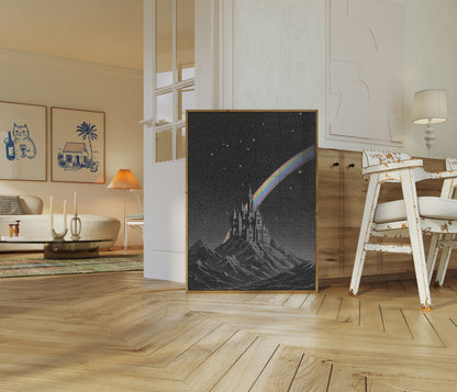 Magical Castle Rainbow Night Poster