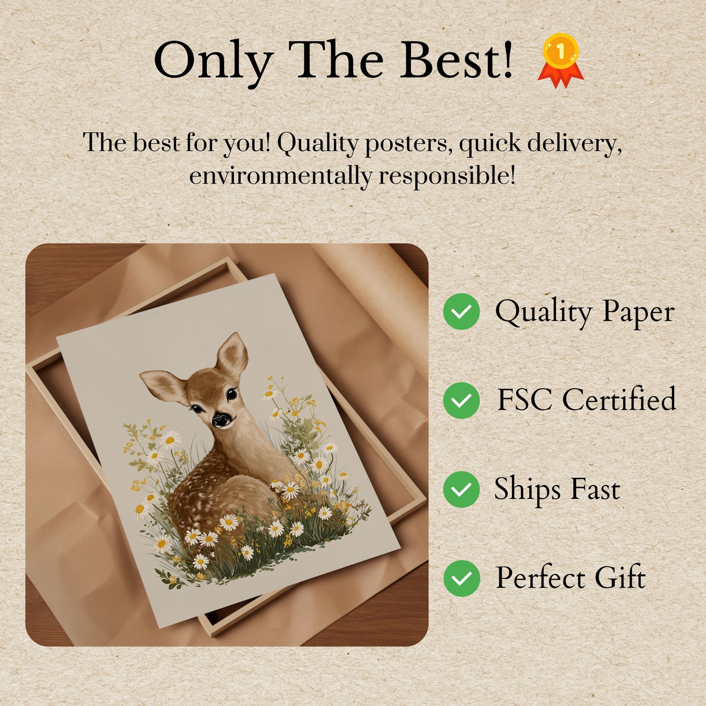 Plakat Jelenia Wśród Dzikich Kwiatów