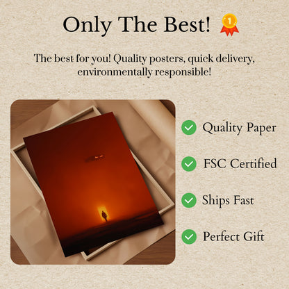 Surrealistisk UFO-møde ved solnedgang plakat