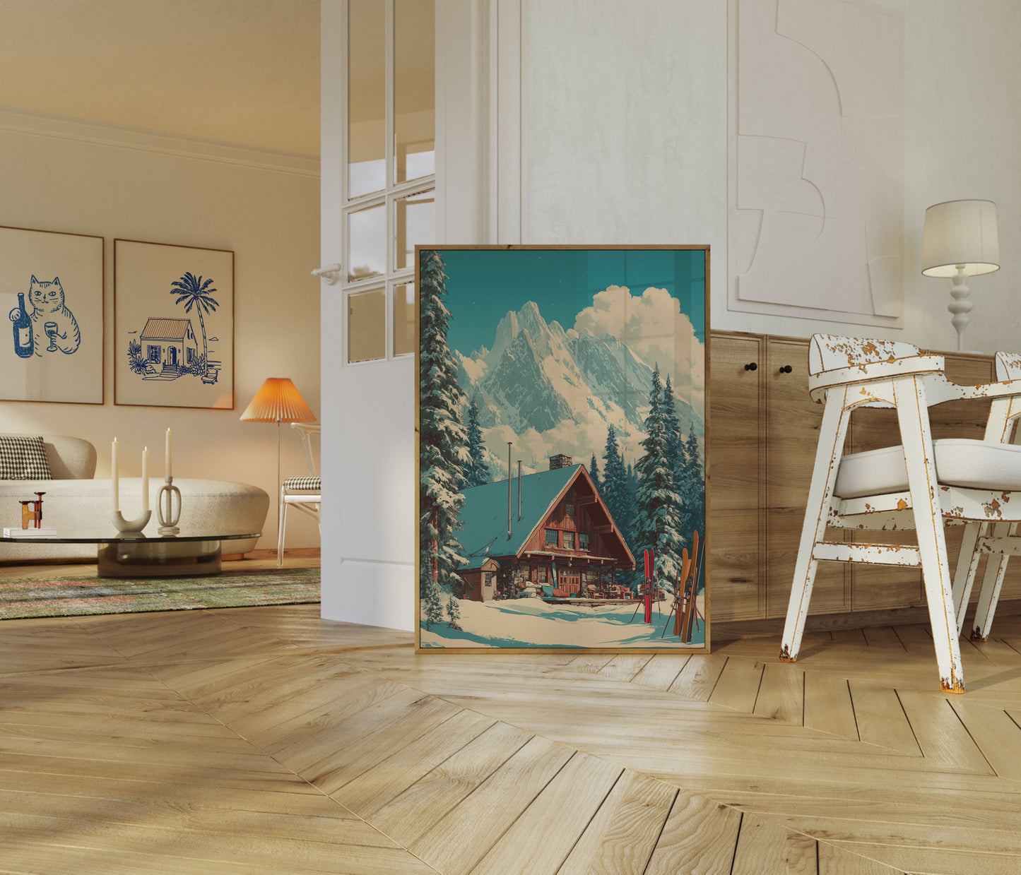 Bergskiehütte Winterposter