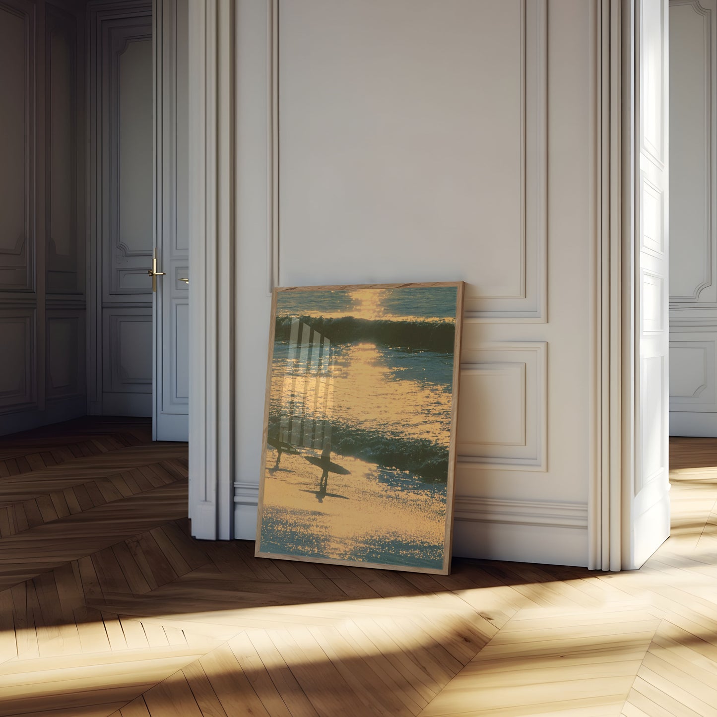 Surfer bei goldenem Licht Poster