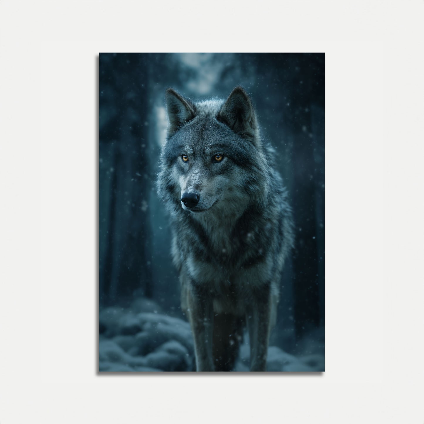 Lone Wolf Winter Forest Poster
