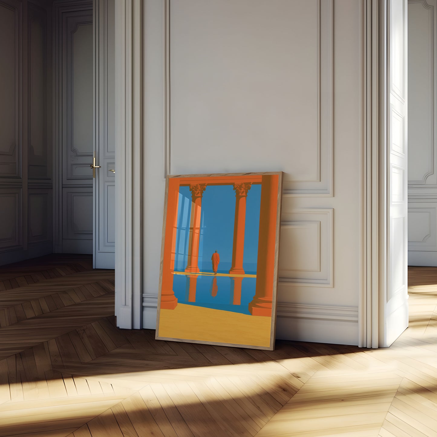 Monk in Classical Columns Poster