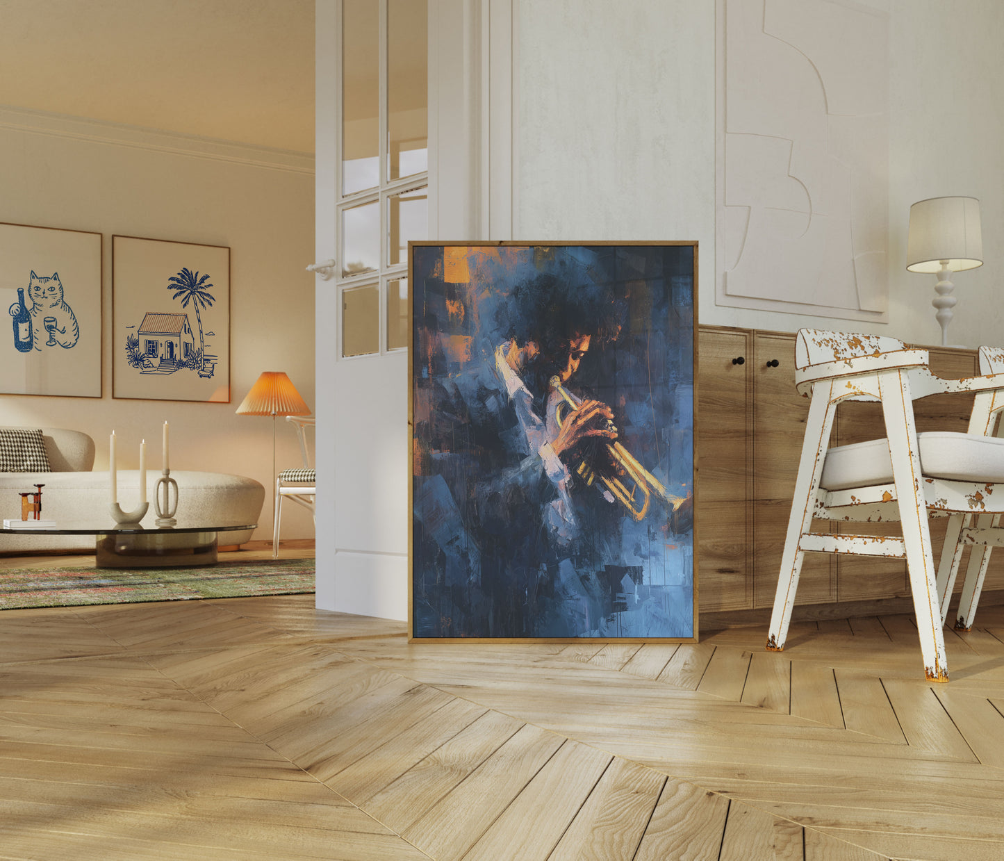 Jazz Musiker med Trompet Plakat