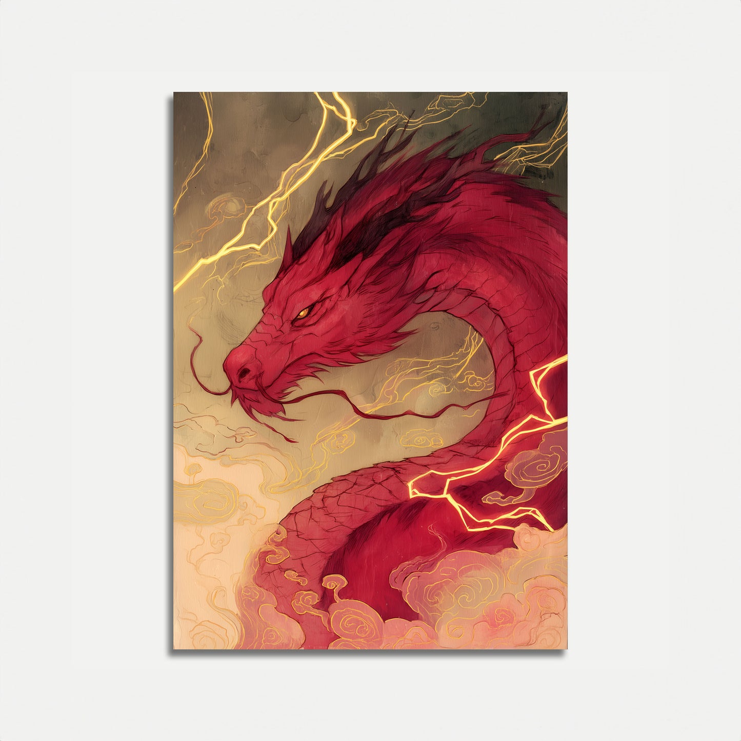 Crimson Lightning Dragon Poster