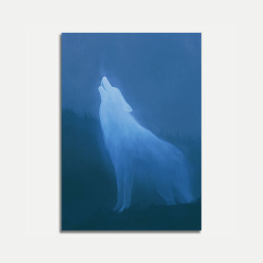 Howling Wolf in Mist Poster