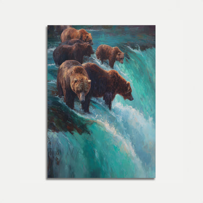 Björnar Fiskar i Turkosa Vatten Affisch