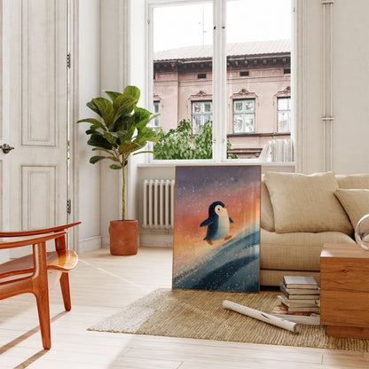 Surfende Pinguïn Winterposter