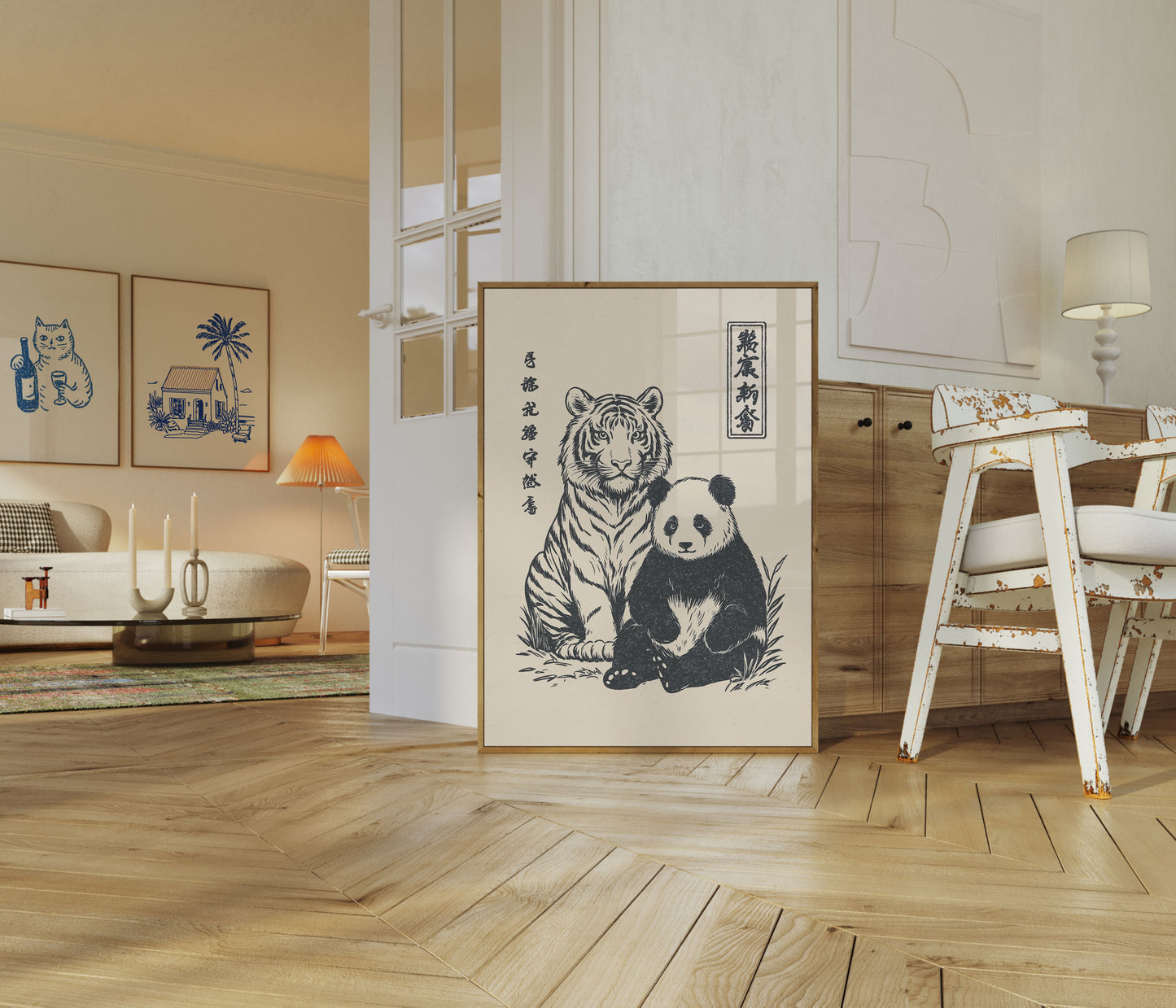 Pôster de Tigre Japonês e Panda