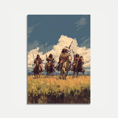 Native American Riders Prairie Poster