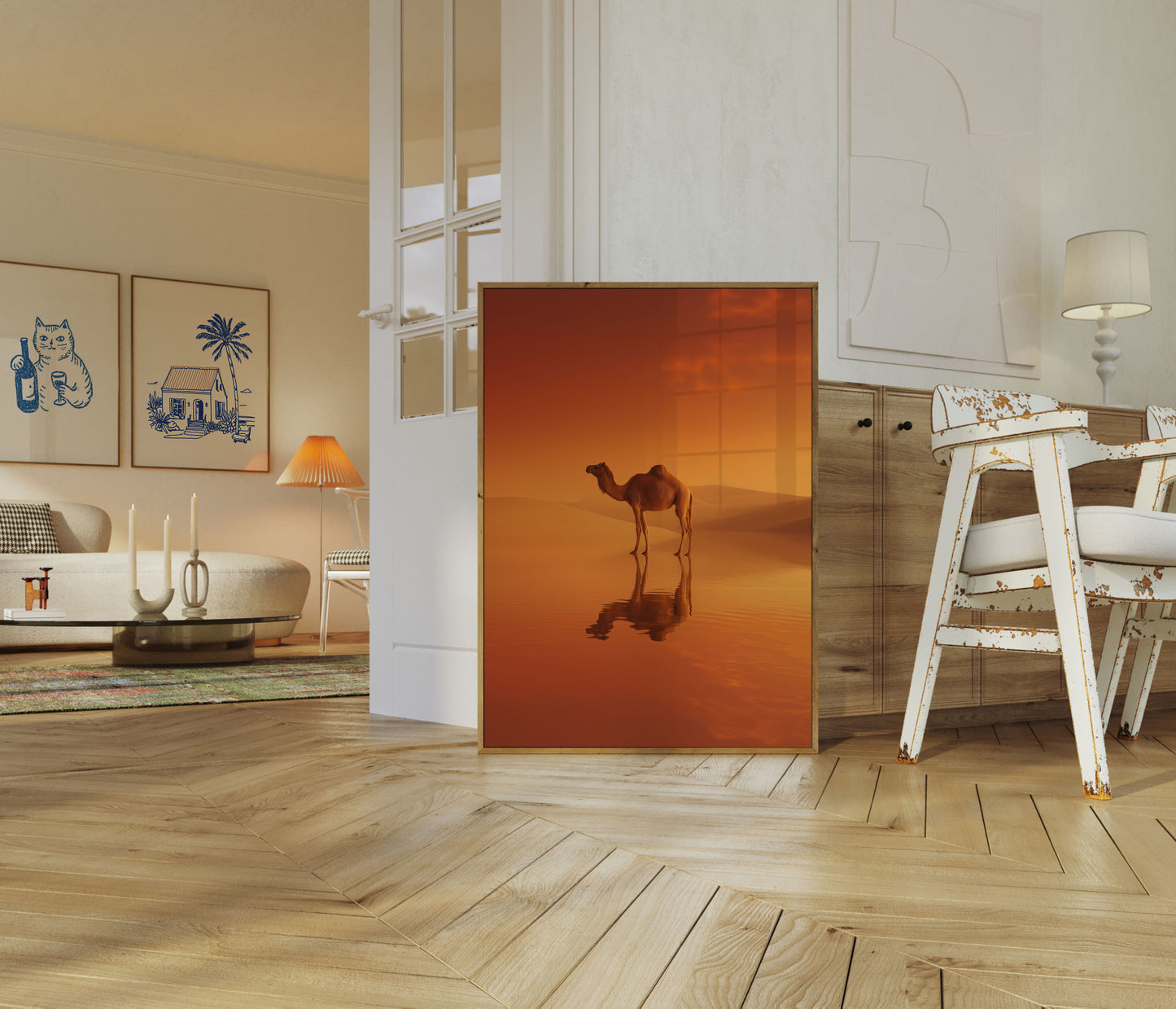 Desert Camel Golden Reflection Poster
