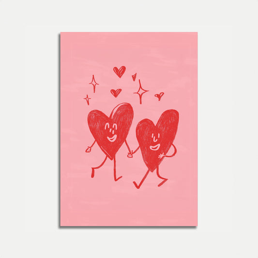 Póster de Corazones Enamorados Bailando Felices