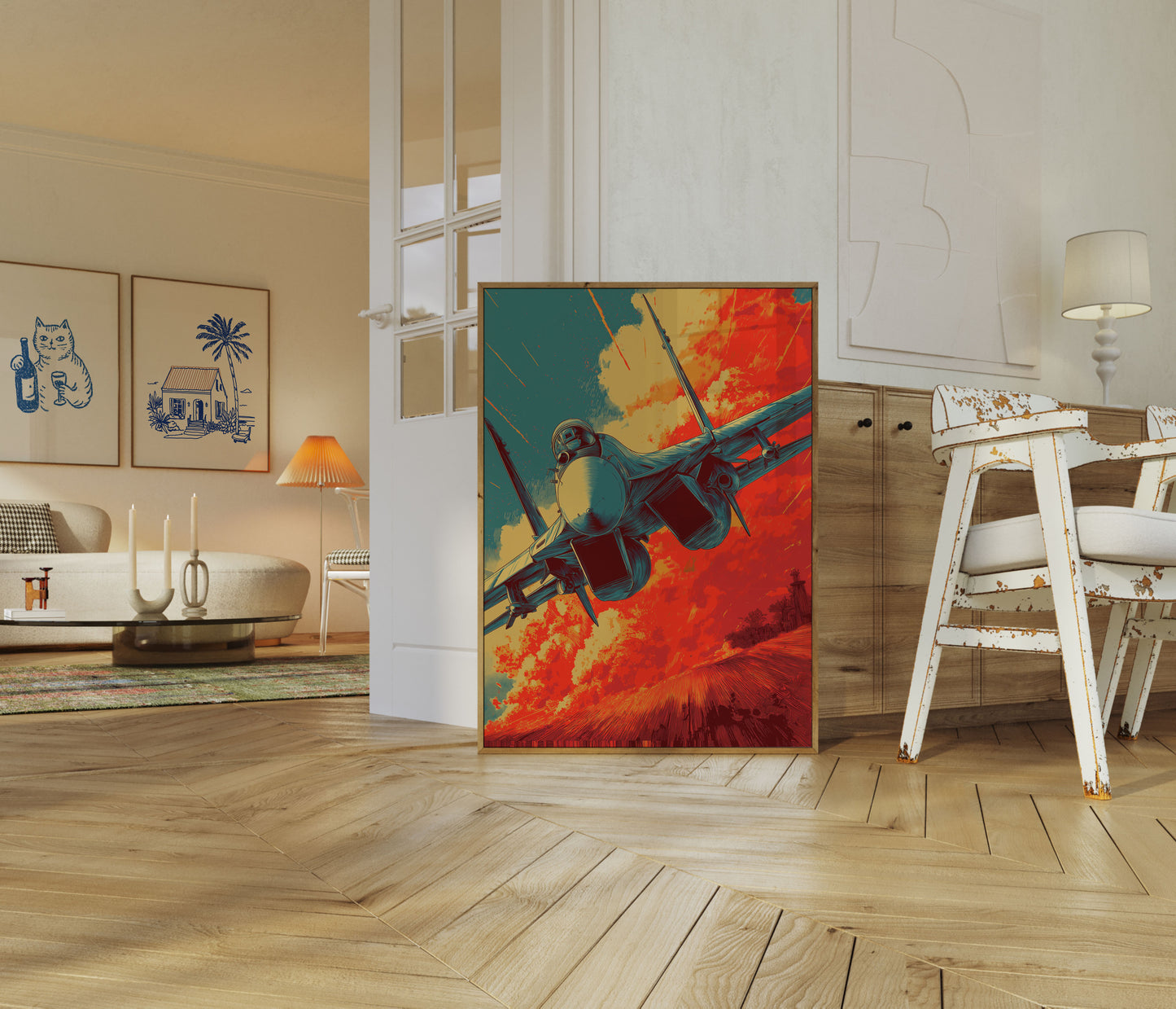 Burning Skies Fighter Jet Poster