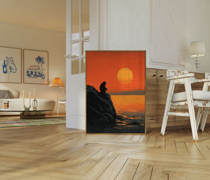 Póster del Atardecer del Mono Contemplativo