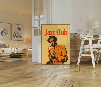 Vintage Jazz Club Saxophonist Poster