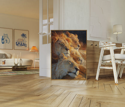 Majestic Lions Family Poster