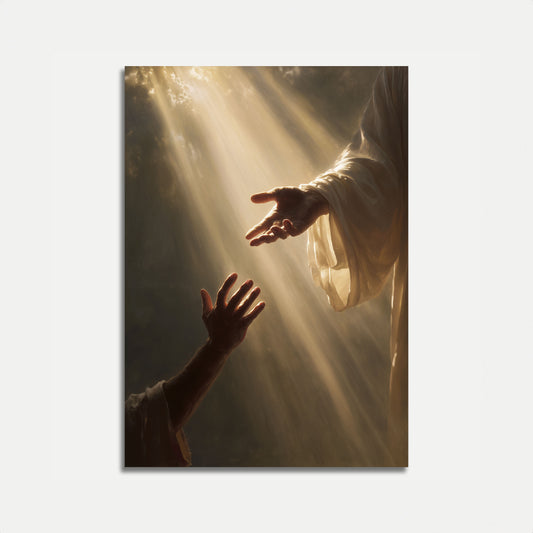 Göttliche Erlösungs-Hand erreichendes Plakat