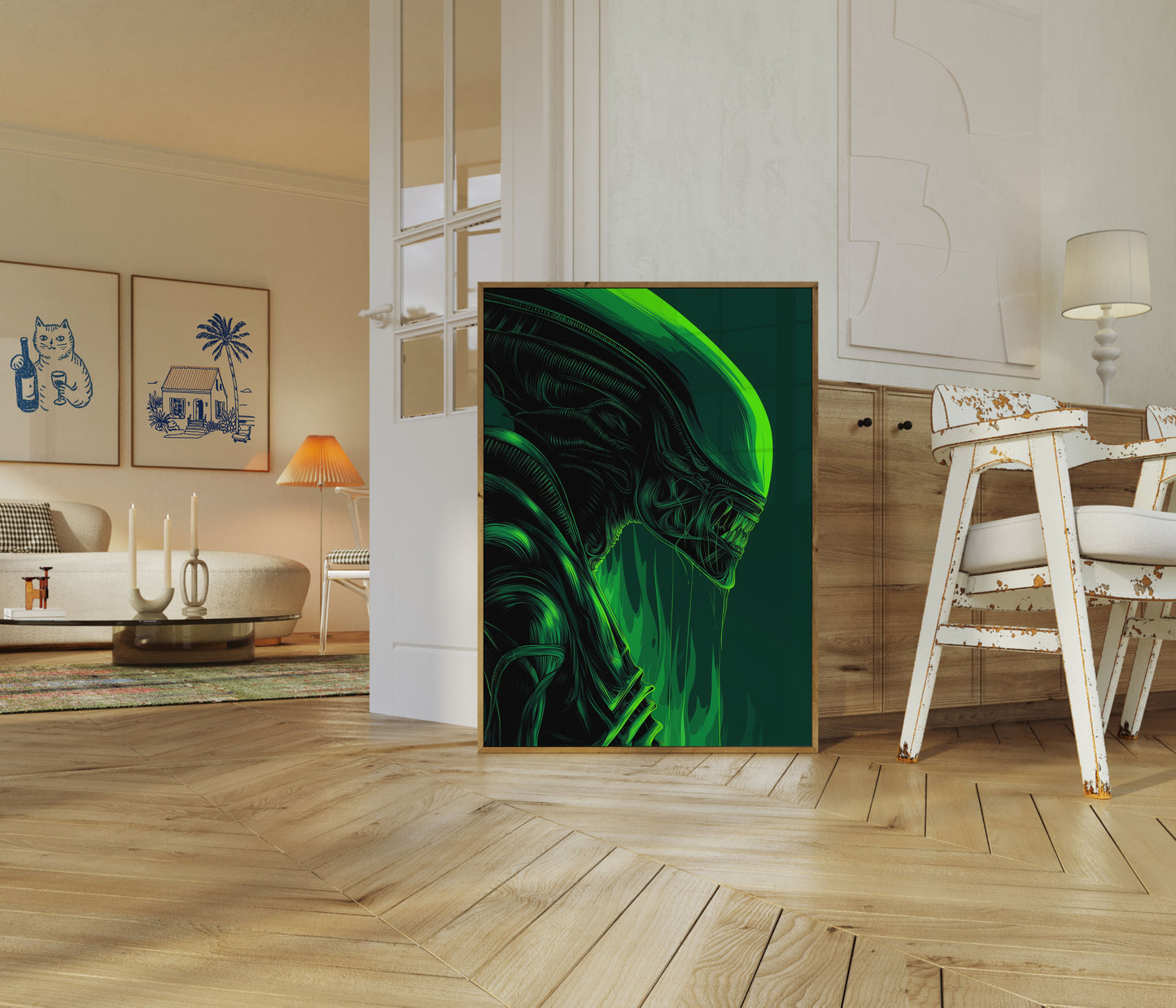 Alien Dark Green Sci-Fi Poster