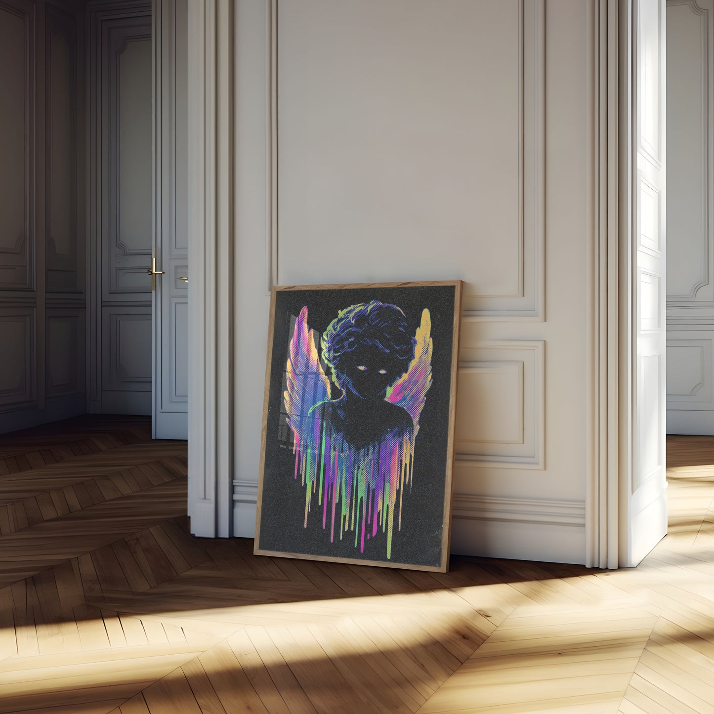 Neon Englevingeportrett-plakat