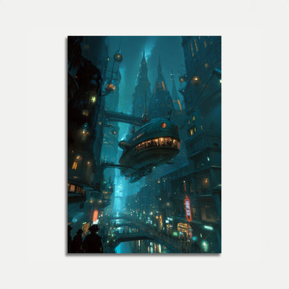 Póster del Horizonte de la Ciudad Steampunk