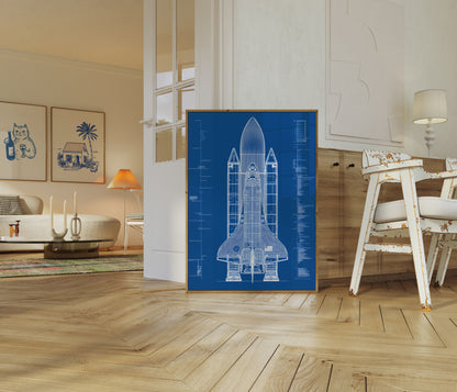 Plakát s výkresem raketoplánu